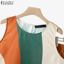 ZANZEA 2025 Summer Printed Tanks Short Suit Women 2PCS Short Sets Holiday Stitching Pleats Outfits Casual Loose Matching Sets