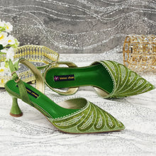Venus Chan 2025 New Shoes and Bag to Match Orange Colour Pointed-Toe Diamond-Studded Party Women's High Heels Ms. Banguet Scene
