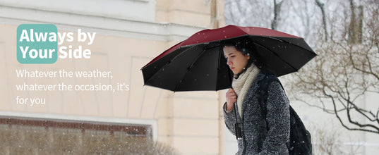 10 Ribs Inverted Automatic Umbrella for Rain Windproof Umbrella with Reflective Strip Fold Sun Compact UV Umbrella for Women Men