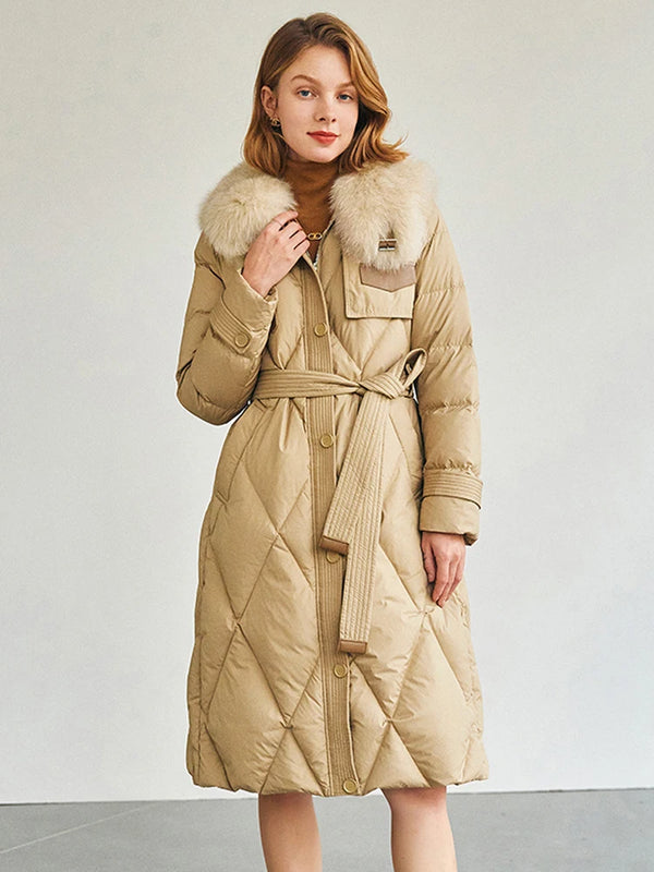 Women's Huge Real Fox Fur Collar Duck Down Jacket