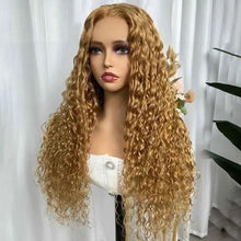 Honey Blonde Water Wave 4x4 Lace Front Wig 100% Human Hair Wigs for Women 13x4 Pre-Plucked Transparent Lace Remy Hair Bobbi
