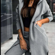 Women's Hooded Zipper Long Coats Tracksuit
