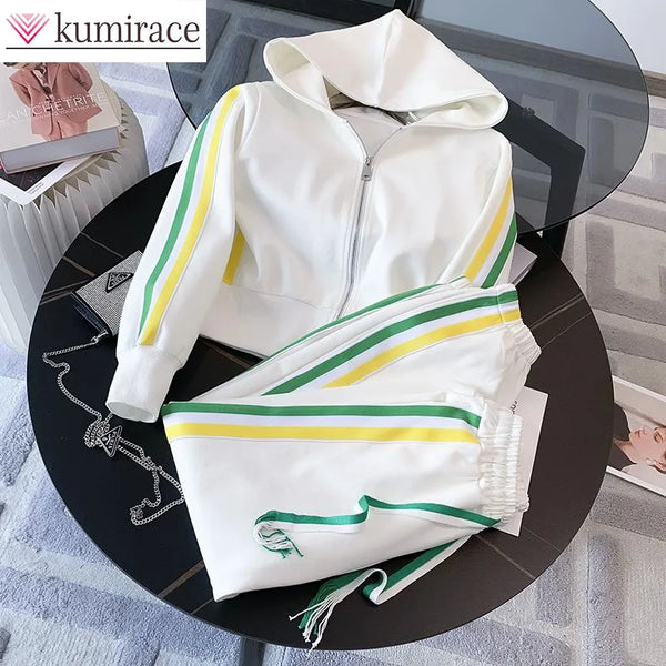 Spring and Autumn New Casual Sports Set for Women, Fashionable and Western Style Street Explosion Running Hoodie Two Piece Set