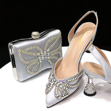 Venus Chan 2023 Yellow Classy Bowknot Pointed Toe Women's Shoes High Heel Elegant Sandals Shallow Mouth Shoes Bag Set Women