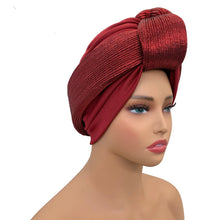 Fashion Women's Turban Cap Glitter Knoted Head Wraps African Auto Gele Nigeria Wedding Headtie Party Headwear Muslim Hat