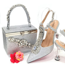 Venus Chan 2023 Italian Design Girly Style Pointed Toe Wedding Shoes And Bag, Full Diamond Decoration Metal Closure Bag