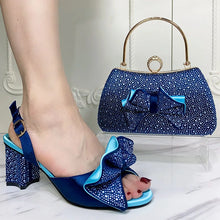 2025 Fashionable Banquet Exquisite Party Top Luxury Round Toe Bowtie Bright Diamond Summer Women's High Heels Shoes And Bags Set