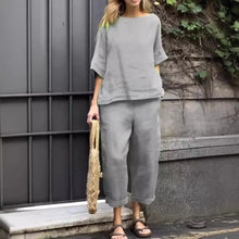 2025 Summer New Women's 2-piece Plus-size Cotton And Linen Shirt + High-waisted Pant Suit 2 Piece Sets Womens Outfits