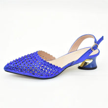 Italian Shoes with Matching Bags Set Decorated with Rhinestone African Shoes for Women Mid Heels Party Pumps  Plus Size Heels 43