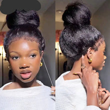 Kinky Straight 13x6 HD Lace Invisible Drawstring Strap 360 Full Lace Glue less Wig Human Hair