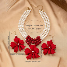 Necklace Big Red Flowers Pendant 3 Layers of Pearl Chain Women Girls Gifts Fashion Jewelry Hot Sale Party Gift 2025 New Style