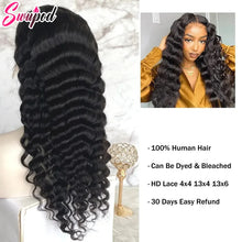 Swupod 180 200 Density 13x4 13x6 HD Lace Front Wig for Women Human Hair Loose Deep Remy Wave Natural Black Frontal Pre Plucked