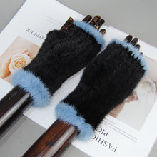 2025 New Brand Style Top Quality Women's 100% Winter Warm Real Mink Fur Knitted Half Finger Gloves Girls Typing Mittens