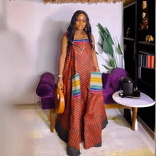 CM.YAYA Women Striped Wide Leg Straight Strap Tank Wide Leg Haren Sleeveless Jumpsuit 2024 Street Playsuit One Piece Suit Romper