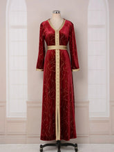 Ramadan Luxury Muslim Fashion Bat Sleeve Moroccan Turkiye Dubai Dress Middle East Arab Dress Sequins Golden Velvet Long Dress