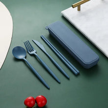 Tableware Spoon Fork Chopsticks Knife Cutlery with Box for Children Adult Travel Portable Wheat Straw Tableware
