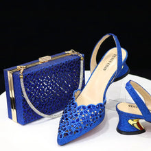 Women's Hollowed Out Embroidery Rhinestone Italian Design Shoes and Bags Set