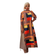 2023 Fashion African 3/4 Sleeve Polyester Plus Size O-Neck Pleated Long Dress Dashiki African Clothes African Dresses for Women