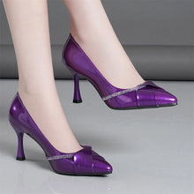 Purple Sexy Eye-catching Rhinestone Strap Design Wedding Bridal Casual Outdoor Pointed Toe Stiletto Heels for Ladies Pumps Shoes