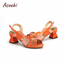 2024 High Quality Orange Color Peep Toe Butterfly Design Shoes Matching Bag Mature Ladies Party Women