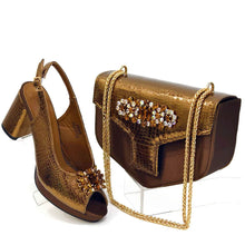 Italian Rhinestone Decoration Women's Shoes And Bag Set