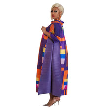 2023 Fashion African 3/4 Sleeve Polyester Plus Size O-Neck Pleated Long Dress Dashiki African Clothes African Dresses for Women