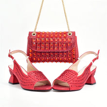 New Fashion Italian Shoe and Bags Matching Set Decorated with Rhinestone Luxury Designer Women Party Pumps Elegant Bridal Shoes