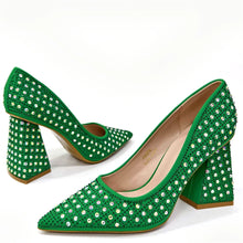 Venus Chan-Nigerian Heel Party for Women Yellow Shoes and Bag Set Rhinestone Handbag Italian Design Wedding INS 2024
