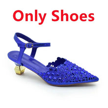 Blue Nigeria Party Shoes and Bags for Women Ladies Shoe and Bag Set Latest Designers Pointed Toe Sexy Wedding Party Sandals
