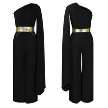 Elegant Jumpsuits & Rompers for Woman One Shoulder Flying Sleeve High Waisted Luxury Birthday Party Dinner Outfits Overalls 2024