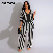 CM.YAYA Knit Ribbon Women's Set Short Sleeve Shirts and Wide Leg Pants 2024 Summer Beach Two 2 Piece Sets Outfits Tracksuit