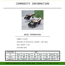 Fashion Women's Shoes High Heels Sexy Ladies Party Wedding Pattern Embroidery Mules High Heel Sandal Casual Beach Shoes For Lady