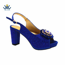 2022 Sweet  Special Design Women Crystal Style African Ladies Party Shoes Matching Bag in Magenta Color