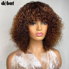 Jerry Curly Short Pixie Bob Cut Human Hair Wigs With Bangs For Women Wear To Go Peruvian Highlight Honey Water Wave Wigs