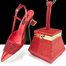 Nigeria Fashion Rhinestone-encrusted Ladies Party Shoes And Special bag High Heels And Dual Purpose Mini Bag Women's Shoes