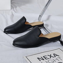 Men Half Breathable Leather Mules