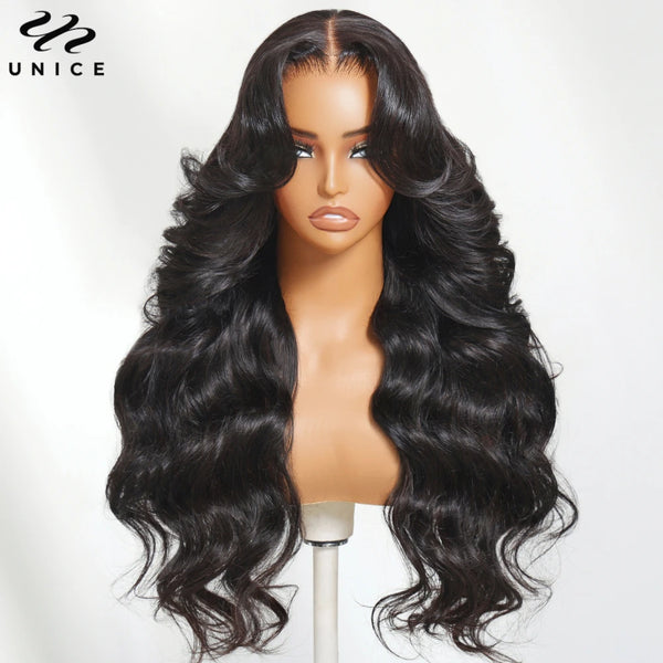 UNICE Hair 13x4 HD Lace Wigs Drawstring Cap Real Scalp Loose Wave Human Hair Wig Pre Plucked Pre Cut Pre Bleached Glueless Wig