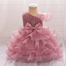 Luxury Baby Sequin Party Dress For Girl Christmas Toddler Layered Bow 1st Birthday Wedding Girl Dresses Formal Lace Baby Clothes