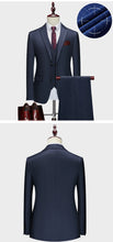 High-end Brand Classic Blue or Gray Plaid Men's Casual Business Suit Retro Official Suit Groom Wedding Dress Jacket Vest Pants