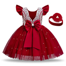 Elegant Kid Dress for Girl Tutu Fluffy Princess Pearls Wedding Gown Children Birthday Party Dress Summer Girl Sleeveless Clothes