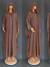 Ramadan Chiffon Muslim 2 Piece Khimar Abaya Set Islam Hijab Dress African Dresses For Women Kebaya Robe Femme Musulmane Kaftan