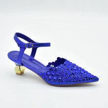 Blue Nigeria Party Shoes and Bags for Women Ladies Shoe and Bag Set Latest Designers Pointed Toe Sexy Wedding Party Sandals