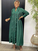 Women Eid Muslim Dress Ruffles Sleeve Dubai Abayas Solid Dresses Sashes Loose Casual Morocco Kaftan Islam Arab Ankle Length