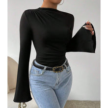 Mia Muse Women's Bodysuits Autumn Korean Solid Color Long Sleeve Round-Neck Casual Jumpsuits & Playsuits