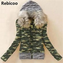Women's Fashionable Big Fur Collar Hooded Jacket