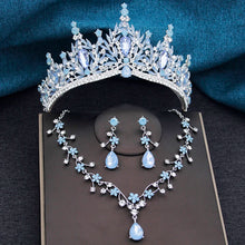 Baroque Wedding Crown for Bride 3-pack Tiara Earrings Necklace Bridal Jewelry Set Champagne Crystal Costume Party Birthday Gift