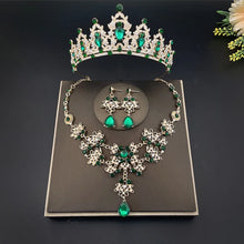 Female Bride Crown Necklace Earrings 3-Piece Set Wedding Accessories