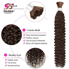 Brown 100% Human Hair Bulk for Braiding 16-24 inch Remy Hair Jerry Curly Boho Braids Hair Bulk Extension Bobbi Hair
