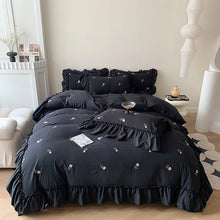 3pcs Rose Embroidered Duvet Cover Set (1*Duvet Cover + 2*Pillowcase, Without Core), Princess Style Lace Bedding Set