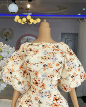 CM.YAYA Women Lantern Half Sleeve Ruffles Side Floral Print Side Split Long Maxi Dress 2025 Evening Sexy Party Dresses Vestidos